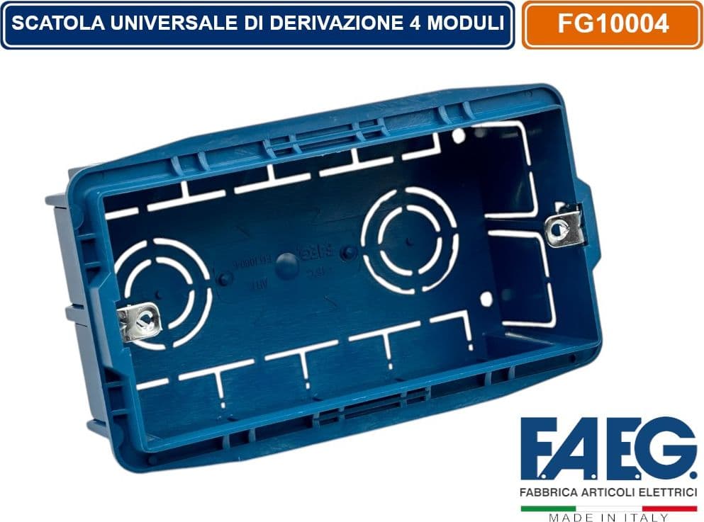 CASSETTA COMBINATA DA INCASSO MURO 4 POSTI MODELLO MAGNUM CON INSERTI IN FERRO ZINCATO FAEG FG10004 - 2