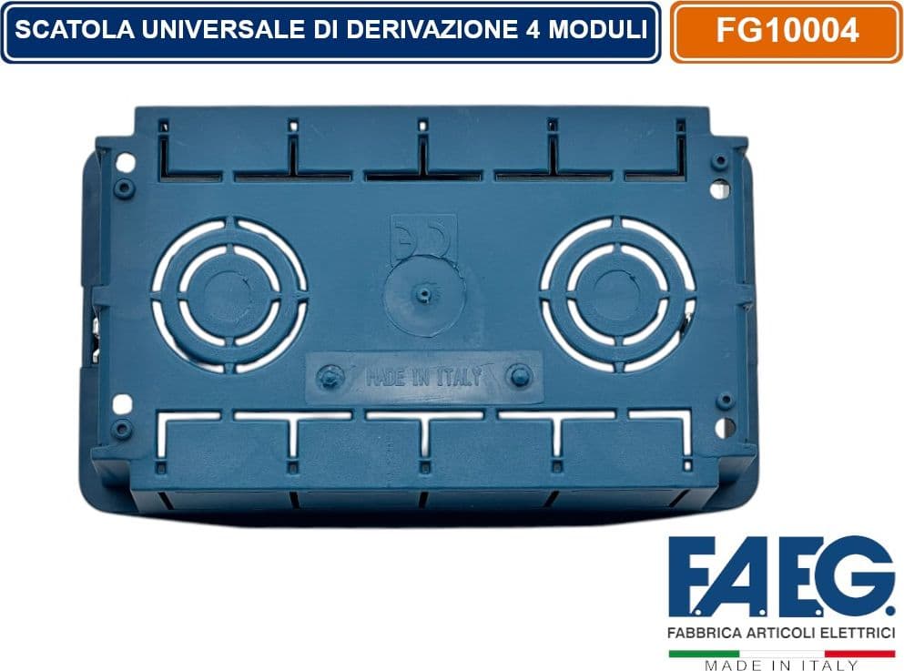 CASSETTA COMBINATA DA INCASSO MURO 4 POSTI MODELLO MAGNUM CON INSERTI IN FERRO ZINCATO FAEG FG10004 - 4