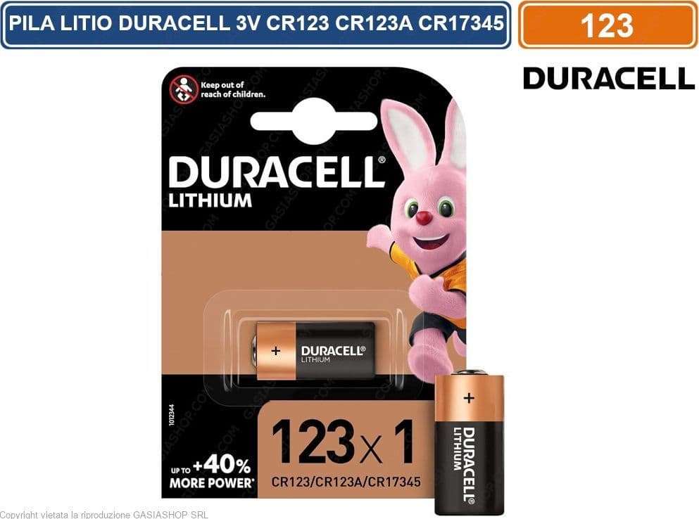 DURACELL BATTERIA AL LITIO CR123 CR123A CR17345 3V - 2