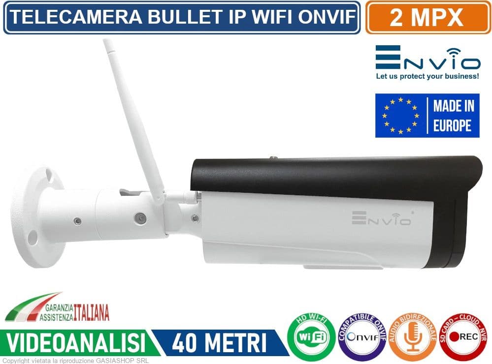 TELECAMERA BULLET IP WIFI 2MP FULL HD 1080P VIDEOANALISI E HUMAN DETECT REGISTRA SU SD CARD AUDIO BIDIREZIONALE IP66 40 METRI - 2