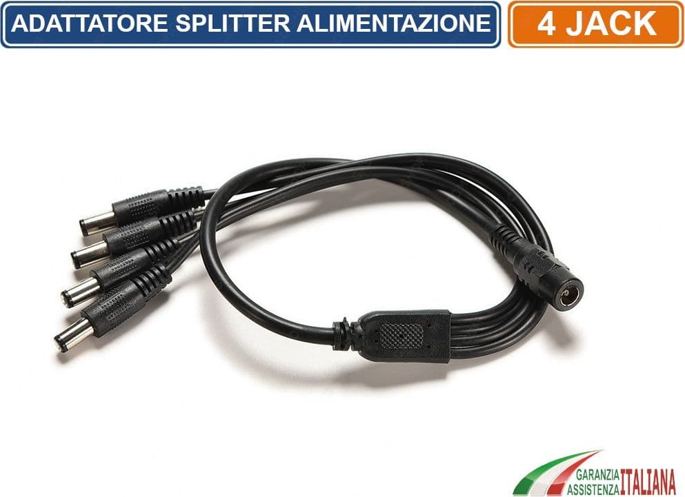 SPLITTER SDOPPIATORE ALIMENTAZIONE DC5.5MM CAVO Y 4 USCITE 1 INGRESSO - 2