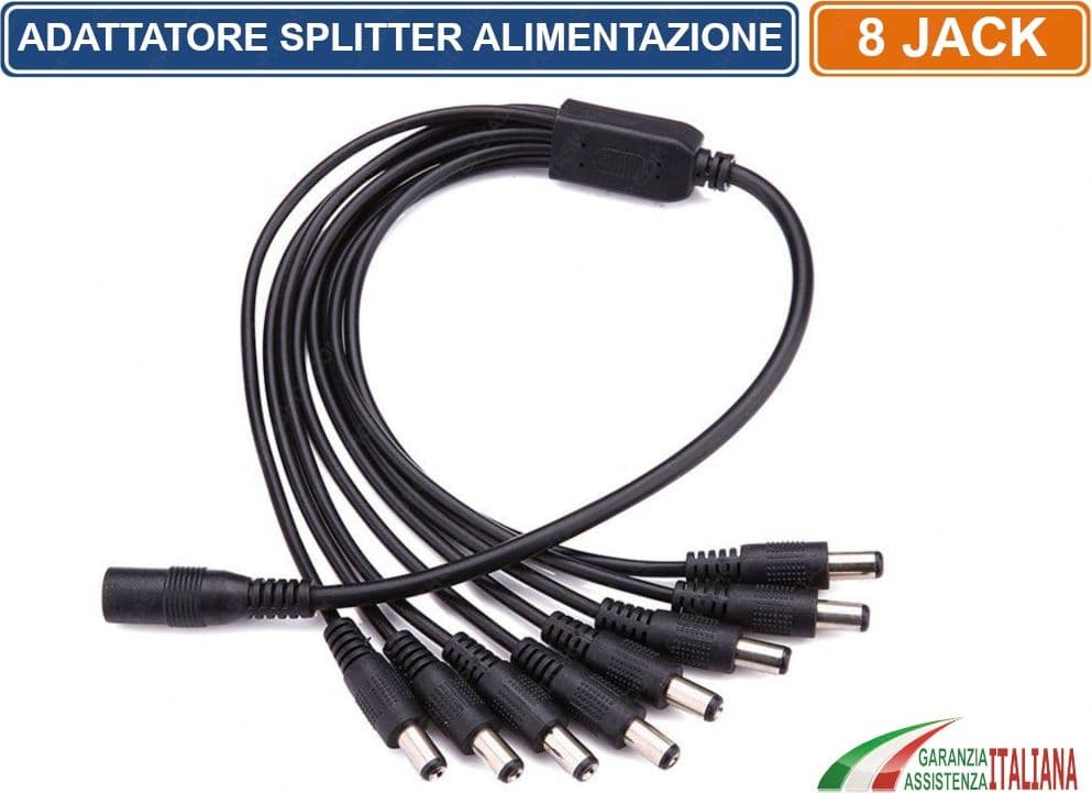 SPLITTER SDOPPIATORE ALIMENTAZIONE DC5.5MM CAVO Y 8 USCITE 1 INGRESSO