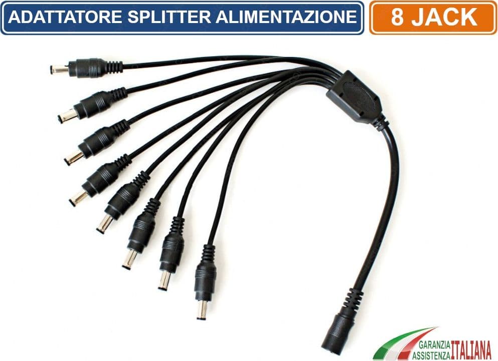 SPLITTER SDOPPIATORE ALIMENTAZIONE DC5.5MM CAVO Y 8 USCITE 1 INGRESSO - 2