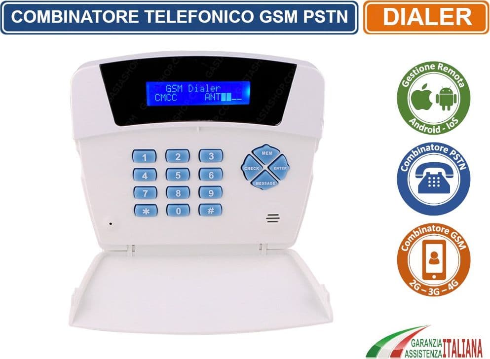 COMBINATORE TELEFONICO PSTN GSM 2G 3G 4G ALLARMI ANTIFURTI USCITE INGRESSI ALLARME RELE