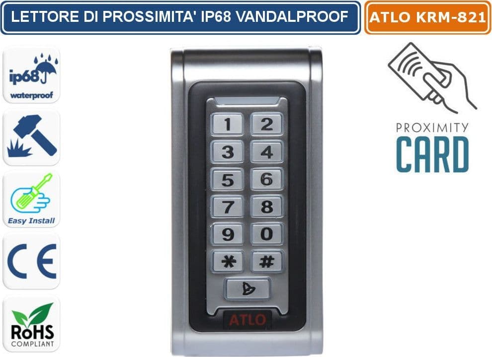 LETTORE METALLICO DI PROSSIMITA' PER SCHEDE TAG RFID ANTIVANDALO IP68 125KHZ - 2