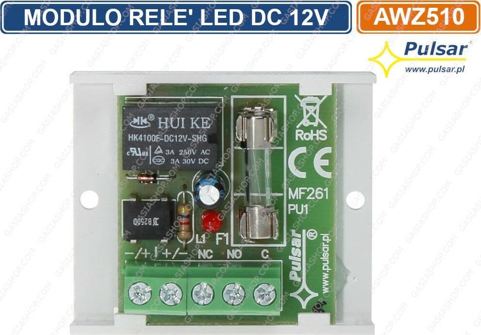 PULSAR MODULO RELE 12V PER ANTIFURTO ALLARME TASIERE E LETTORI RFID - 2