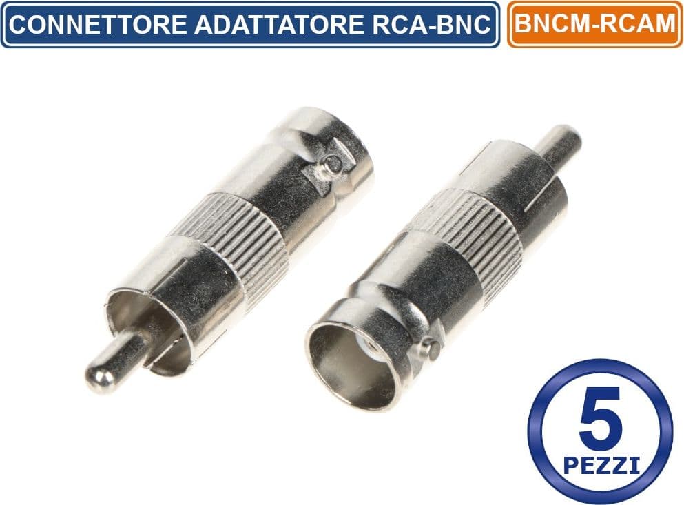 CONFEZIONE 10 PEZZI CONNETTORE ADATTATORE SPINA DA BNC FEMMINA A RCA MASCHIO CCTV DVR