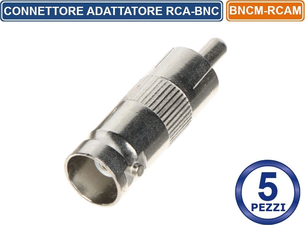 CONFEZIONE 10 PEZZI CONNETTORE ADATTATORE SPINA DA BNC FEMMINA A RCA MASCHIO CCTV DVR - 2
