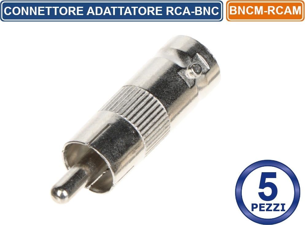 CONFEZIONE 10 PEZZI CONNETTORE ADATTATORE SPINA DA BNC FEMMINA A RCA MASCHIO CCTV DVR - 3