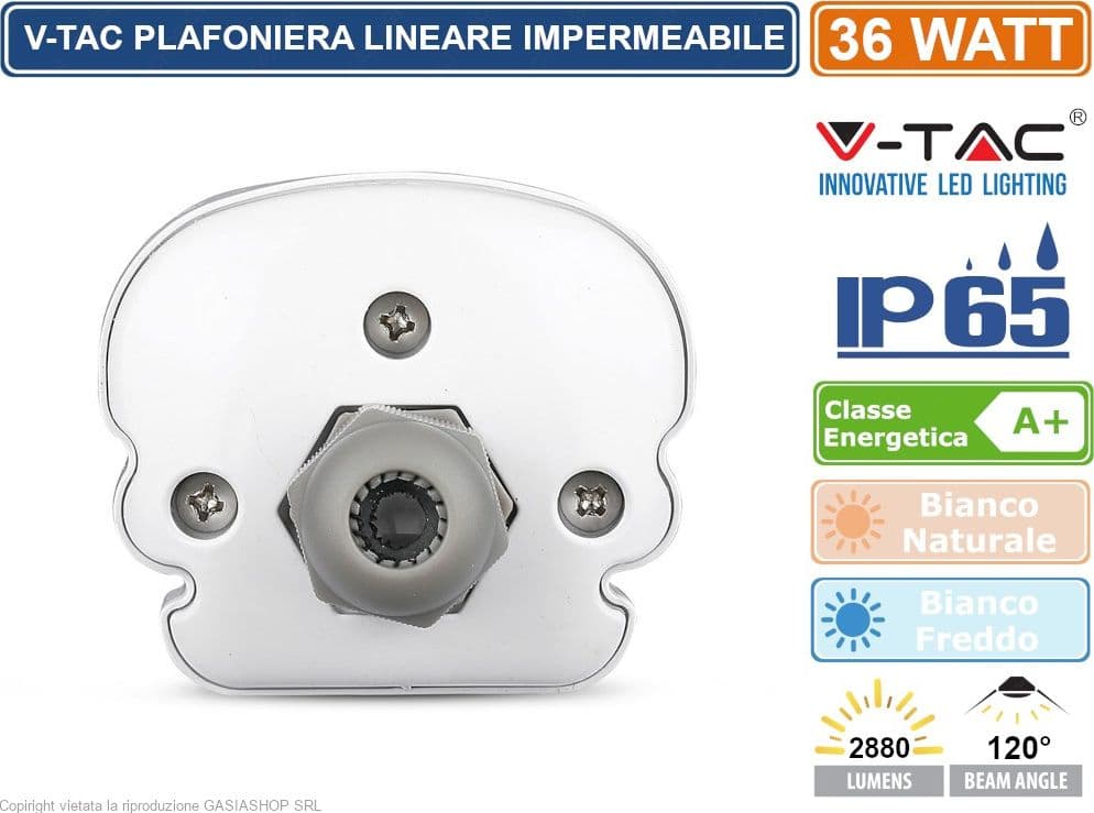 V-TAC VT-1249 TUBO LED PLAFONIERA 36W LAMPADINA 120CM IMPERMEABILE - SKU 216285 / 216284 - 2