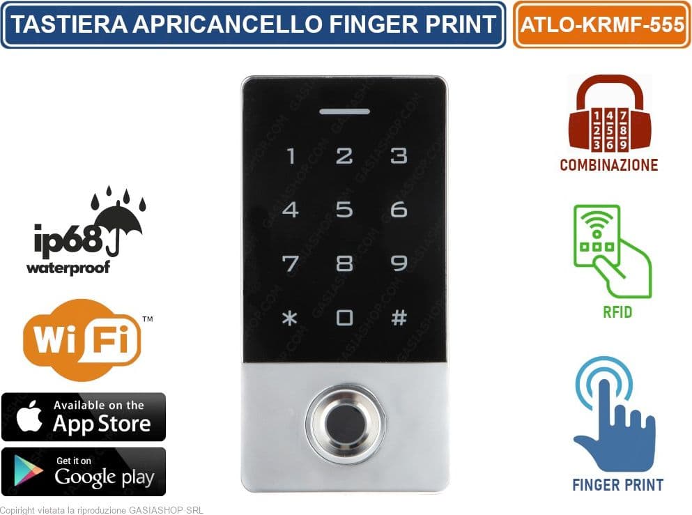 TASTIERA IN ACCIAIO FINGER PRINT RFID APRICANCELLO SERRATURA A COMBINAZIONE TAG BADGE IP68 - 2