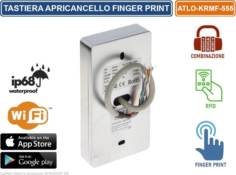 TASTIERA IN ACCIAIO FINGER PRINT RFID APRICANCELLO SERRATURA A COMBINAZIONE TAG BADGE IP68 - 3