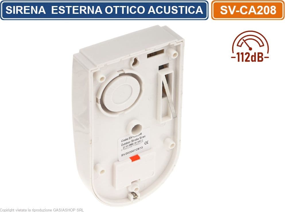 SIRENA SEGNALATORE ALLARME OTTICO ACUSTICO PIEZOLETTRICO 12DB ESTERNO - 2