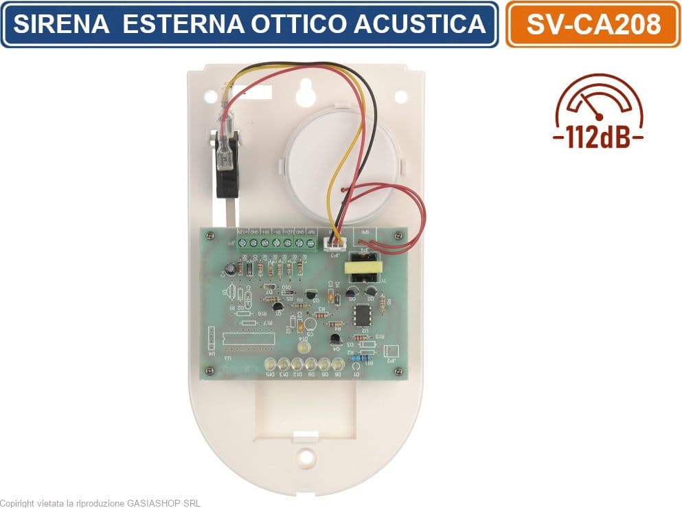 SIRENA SEGNALATORE ALLARME OTTICO ACUSTICO PIEZOLETTRICO 12DB ESTERNO - 3