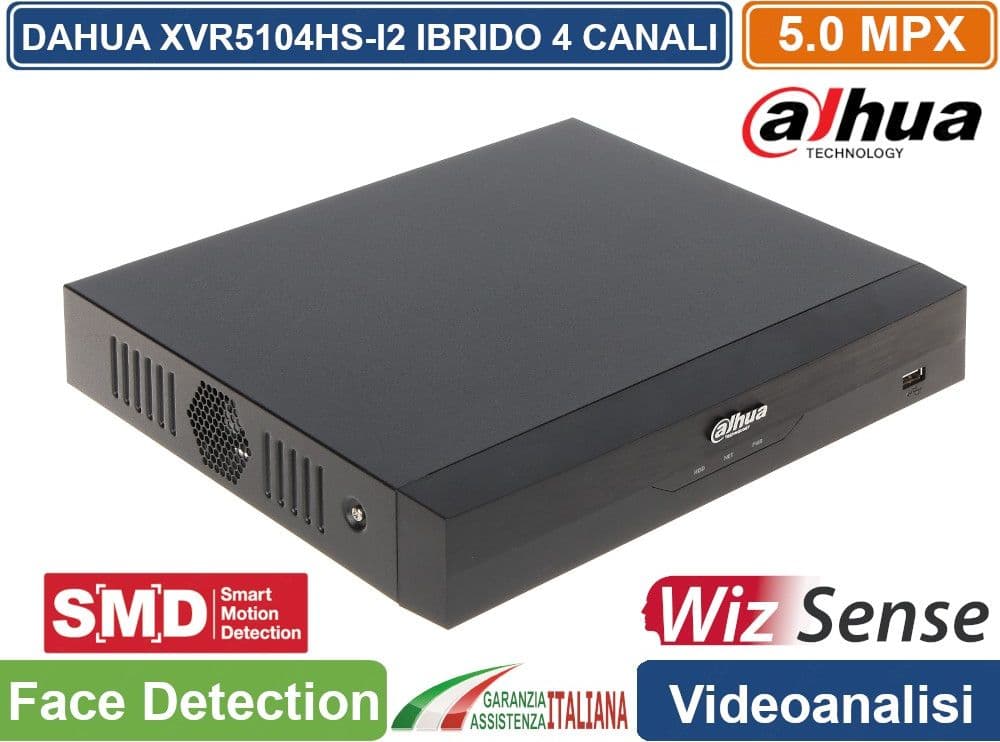 DAHUA SERIES AI 1U WIZSENSE PENTA-BRID 2K HD+ 4CH 5M-N 5IN1 HDCVI/AHD/HDTVI/PAL/IP AI-CODING P2P SMD PLUS FACE DETECTION ALLARME IVS IOT - 2
