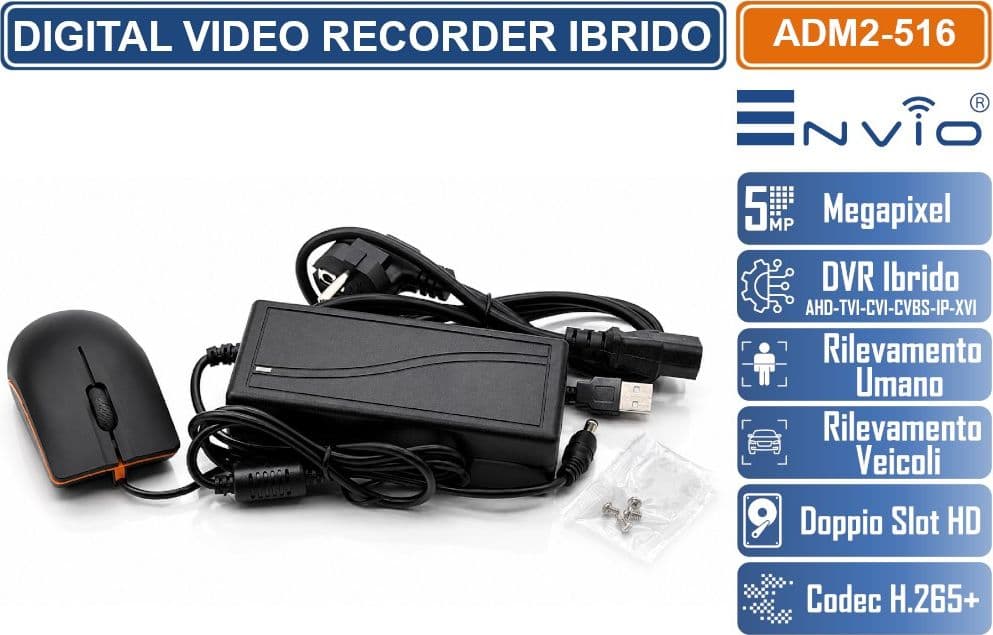 XVR DVR 6IN1 ENVIO 16 CANALI 5MP AHD CVI TVI CVBS XVI IP CON HUMAN DETECTION VIDEOANALISI H.265+ DOPPIO SLOT HD - 5