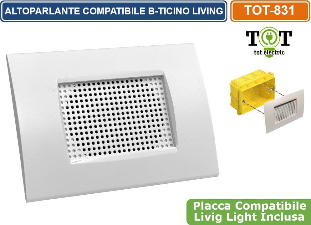 DIFFUSORE AUDIO ALTOPARLANTE INCASSO SCATOLA 503 COMPATIBILE BTICINO LIVING - 3