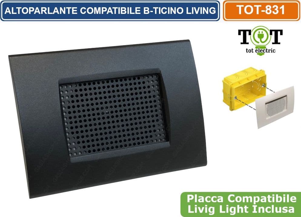DIFFUSORE AUDIO ALTOPARLANTE INCASSO SCATOLA 503 COMPATIBILE BTICINO LIVING - 5