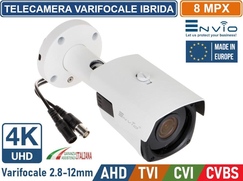 TELECAMERA IBRIDA BULLET VARIFOCALE  4IN1 AHD CVI TVI CVBS 4K ULTRA HD 8MP IP66 - 2