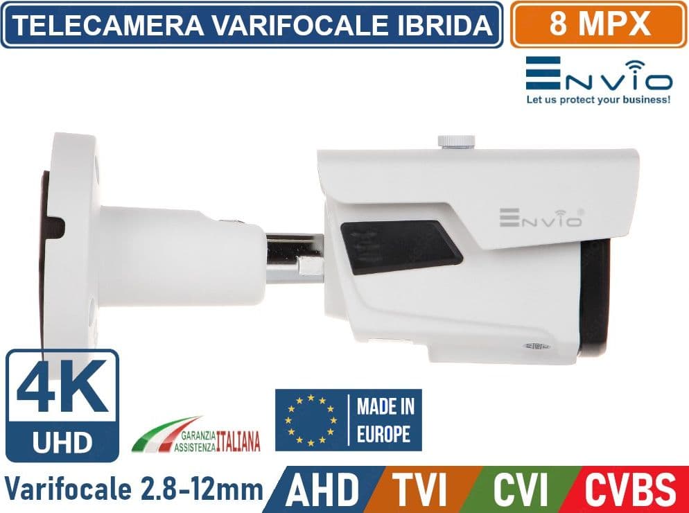 TELECAMERA IBRIDA BULLET VARIFOCALE  4IN1 AHD CVI TVI CVBS 4K ULTRA HD 8MP IP66 - 3