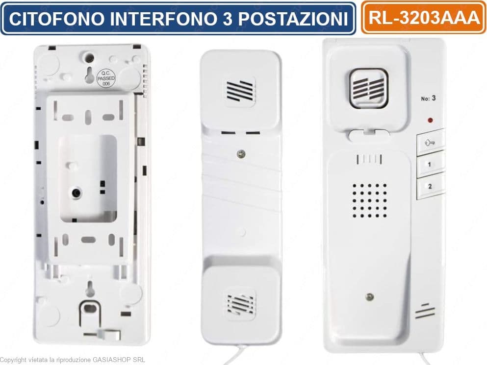 CITOFONO INTERFONO DA PARETE 3 POSTAZIONI DA INTERNO INTERCOMUNICANTI CON MODULO ESTERNO - 2