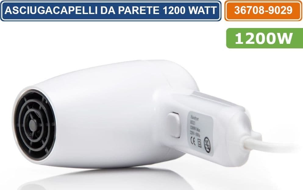 ASCIUGACAPELLI PHON PARETE MURO ALBERGO HOTEL BAGNO ALBERGHI SPOGLIATOI 1200W - 3