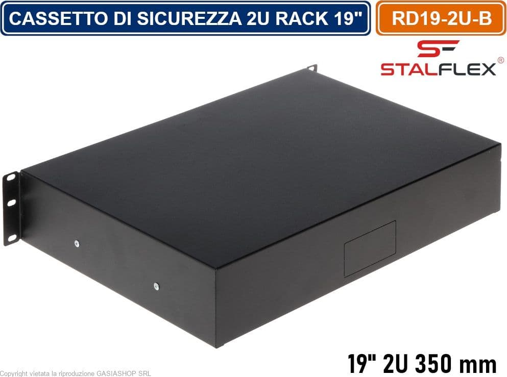 CASSETTO DOPPIO PER ALLOGGIAMENTO DI SICUREZZA ARMADIO RACK 19" 2U COLORE NERO - 3