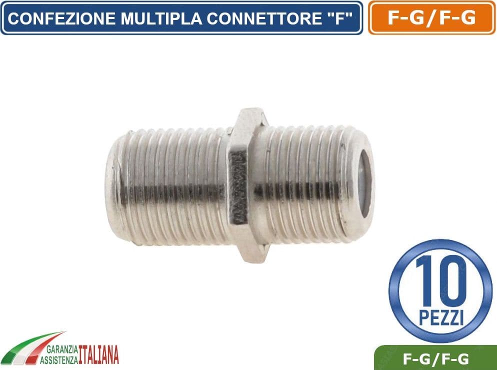 CONFEZIONE MULTIPLA 10 PEZZI CONNETTORE ACCOPPIATORE F PER ANTENNA SATELLITARE - 3