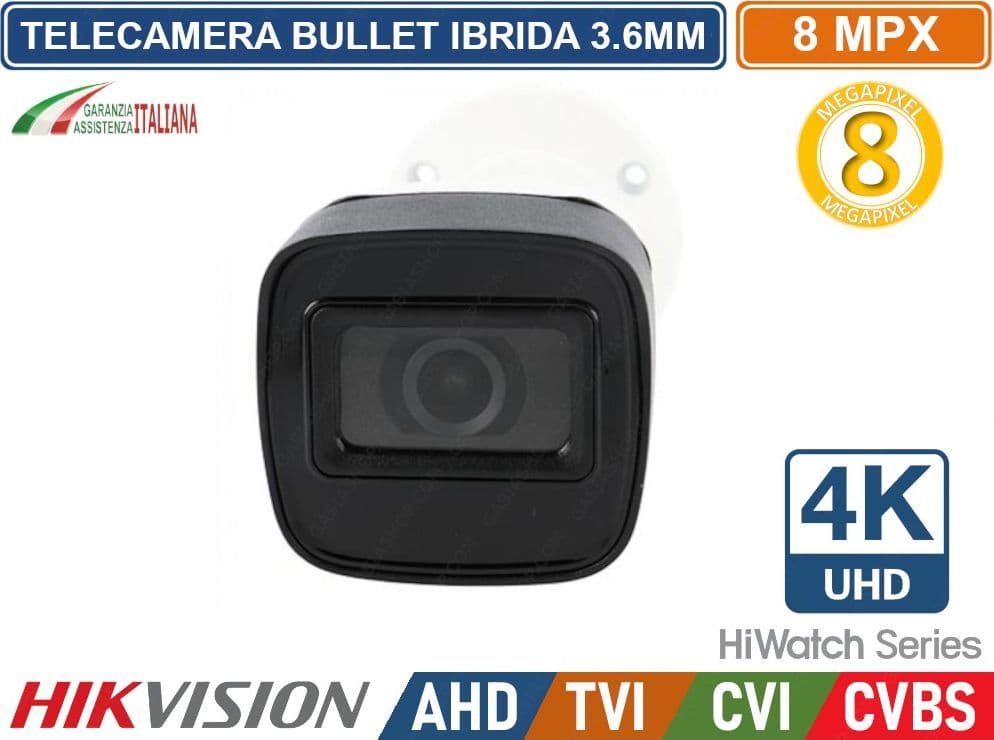 HIKVISION HWT-B181-M TELECAMERA IBRIDA BULLET 4K ULTRA HD 8 MP 2.8MM OSD IP66 - 2
