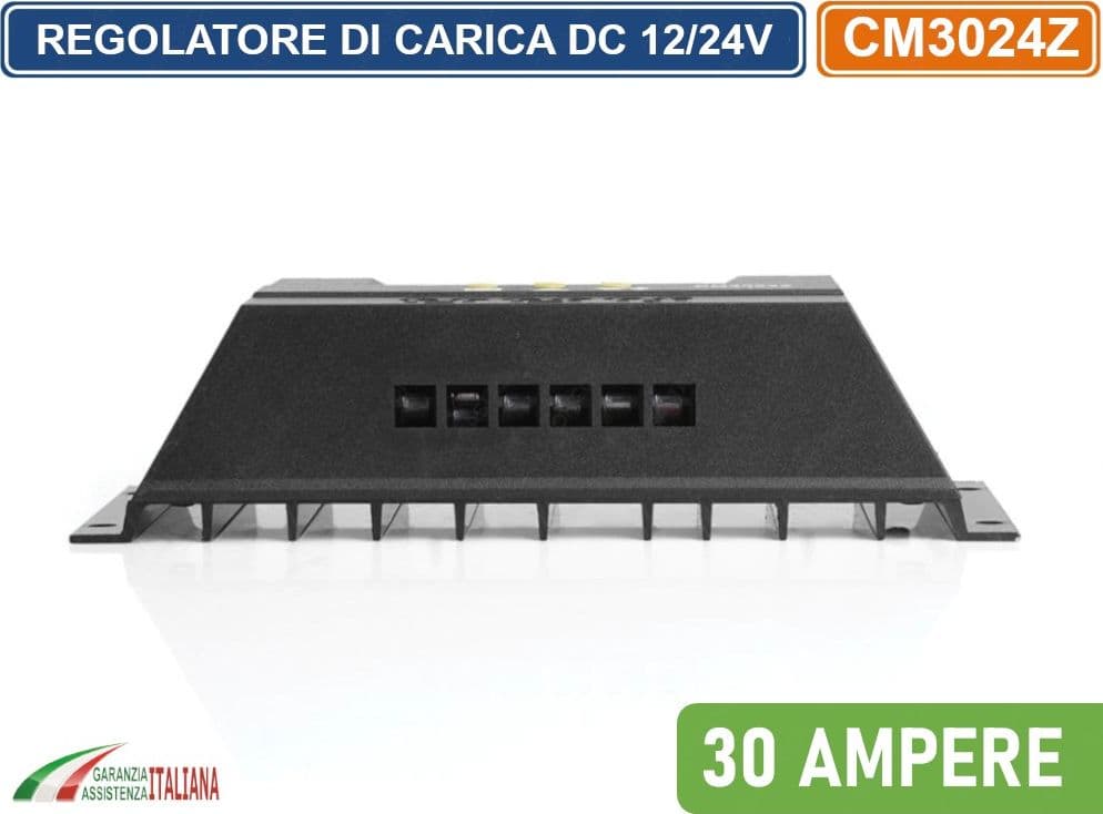 REGOLATORE DI CARICA PWM PER PANNELLI SOLARI 30A DC 12/24V AUTOSELEZIONE CON DISPLAY - 4