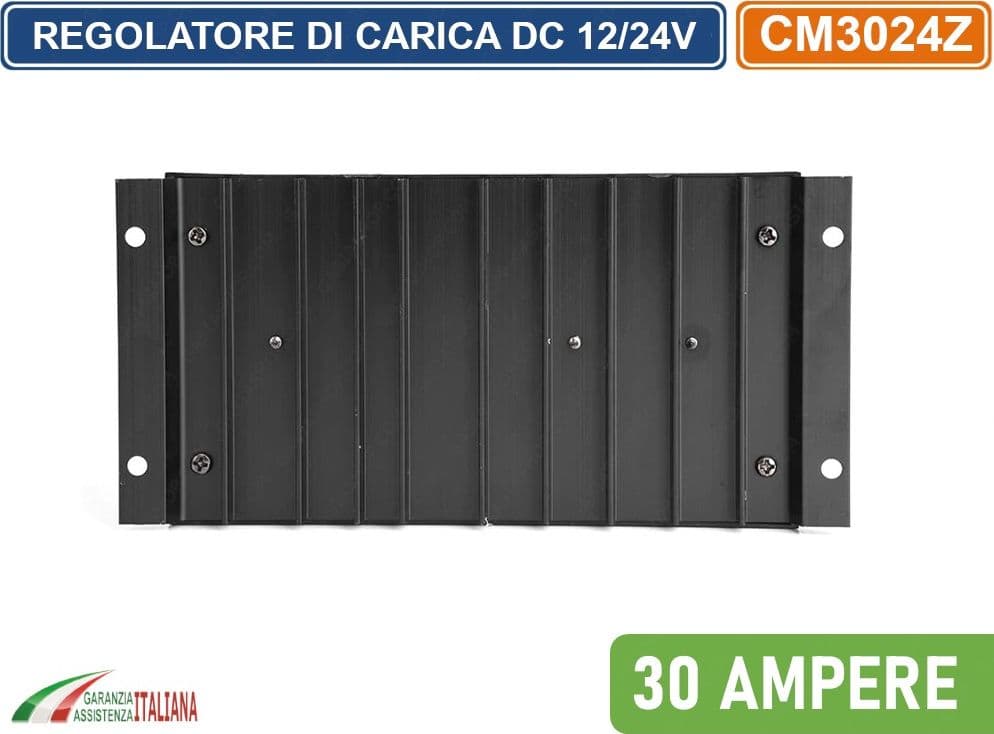 REGOLATORE DI CARICA PWM PER PANNELLI SOLARI 30A DC 12/24V AUTOSELEZIONE CON DISPLAY - 5