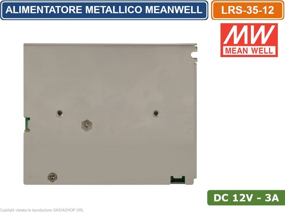 ALIMENTATORE SWITCHING METALLICO MEANWELL LRS-35-12 DC12V 3A 36W SINGOLA USCITA - 4
