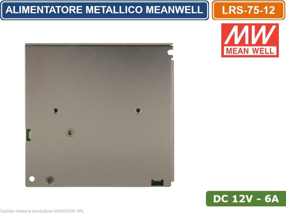 ALIMENTATORE SWITCHING METALLICO MEANWELL LRS-75-12 DC12V 6A 75W SINGOLA USCITA - 4
