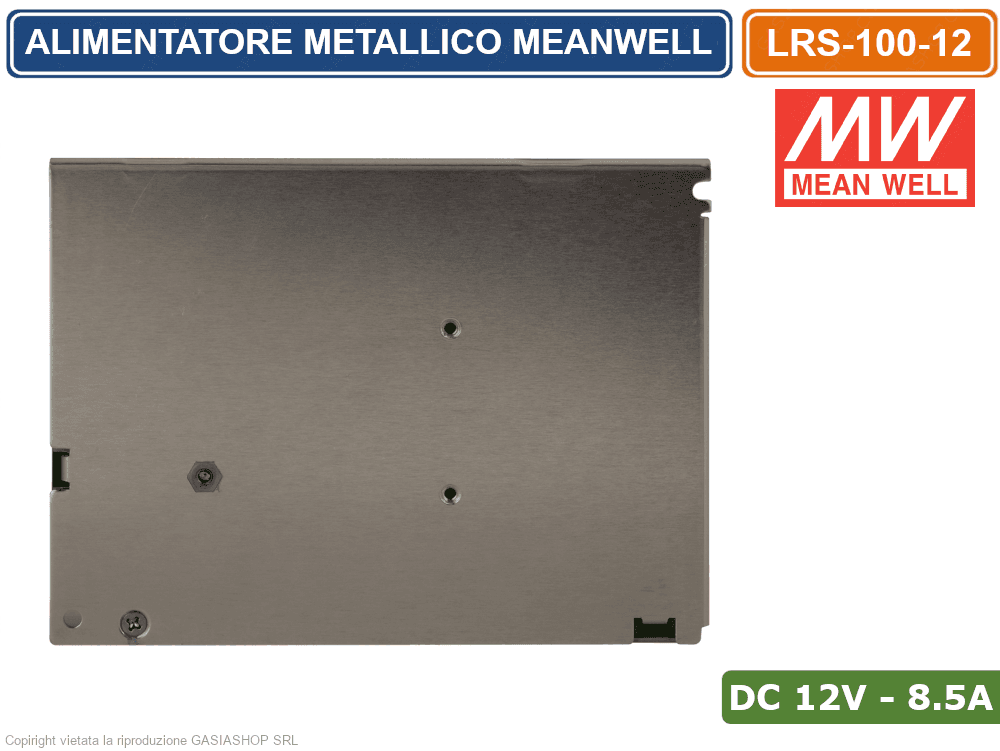 ALIMENTATORE SWITCHING METALLICO MEANWELL LRS-100-12 DC12V 8.5A 100W DOPPIA USCITA - 4