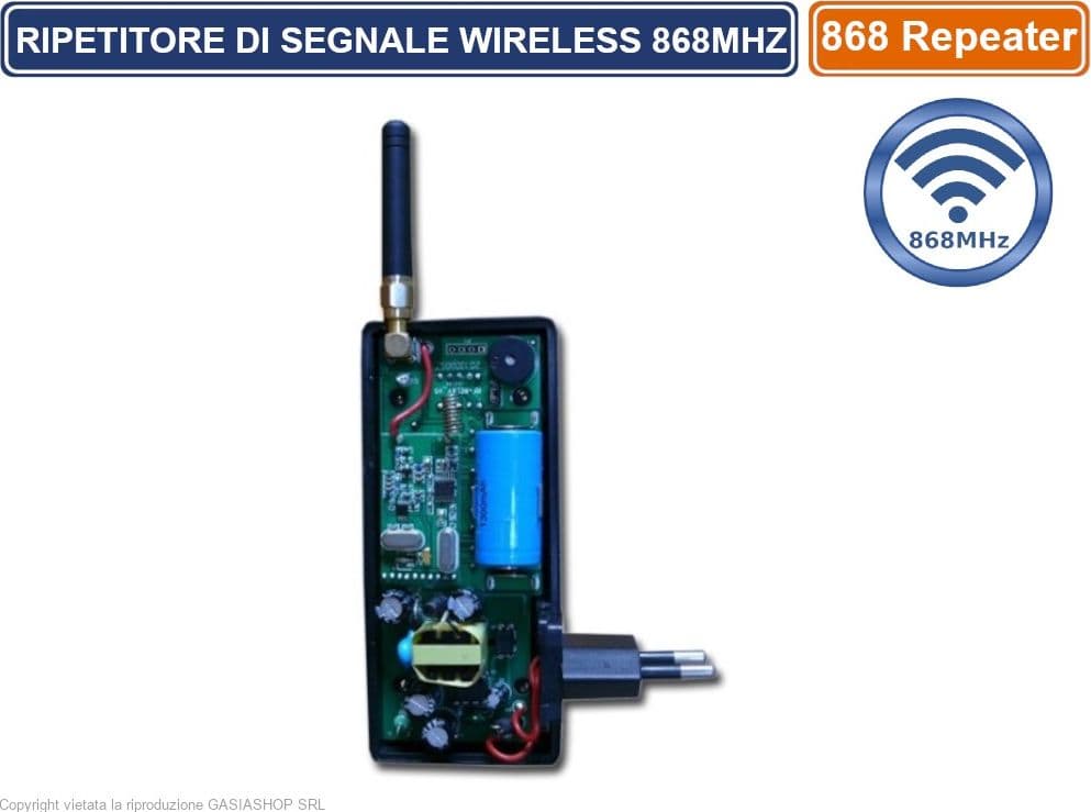 RIPETITORE AMPLIFICATORE DI SEGNALE WIRELESS PER FREQUENZE 868MHZ CON SPINA EU - 2