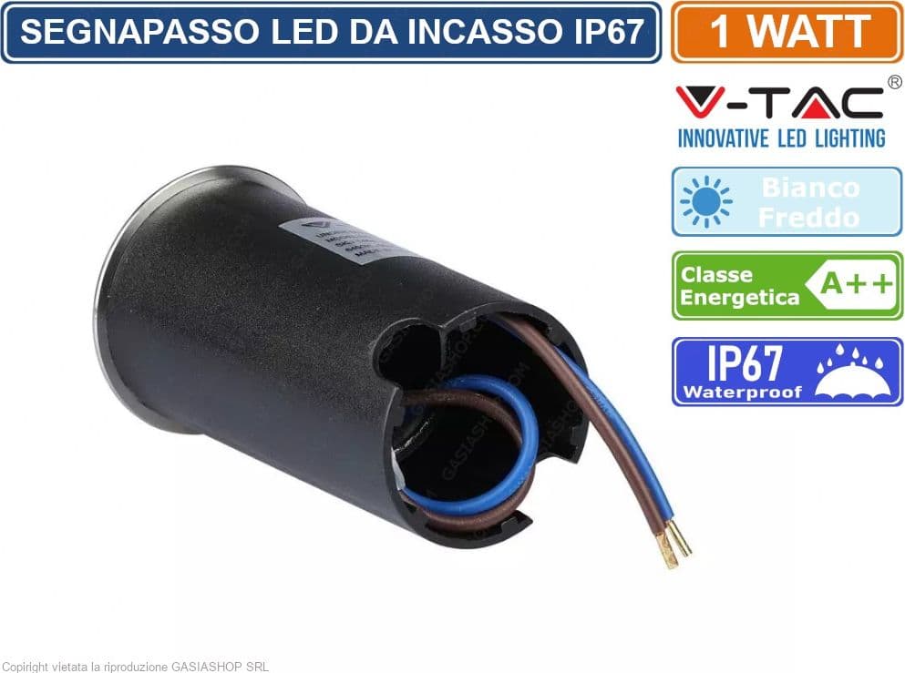 V-TAC VT-1151 PUNTO LUCE LED 1W SEGNAPASSO DA INTERRAMENTO IP67 - SKU 1464 - 2