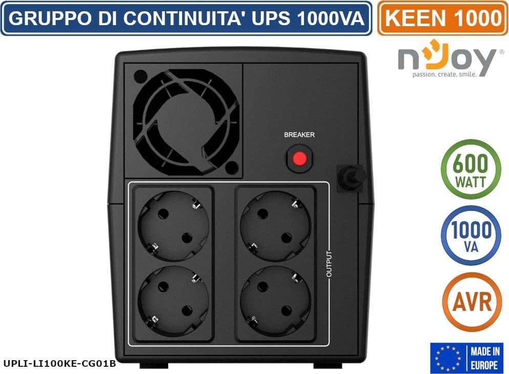 UPS GRUPPO DI CONTINUITA' KEEN 1000 600 WATT 1000VA AVR 4 PRESE SCHUKO - 3