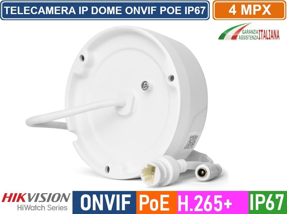 HIKVISION HWI-D140H HIWATCH SERIES TELECAMERA ANTIVANDALO DOME IP HD+ 4MPX 2.8MM H.265+ POE OSD IK10 IP67 - 2