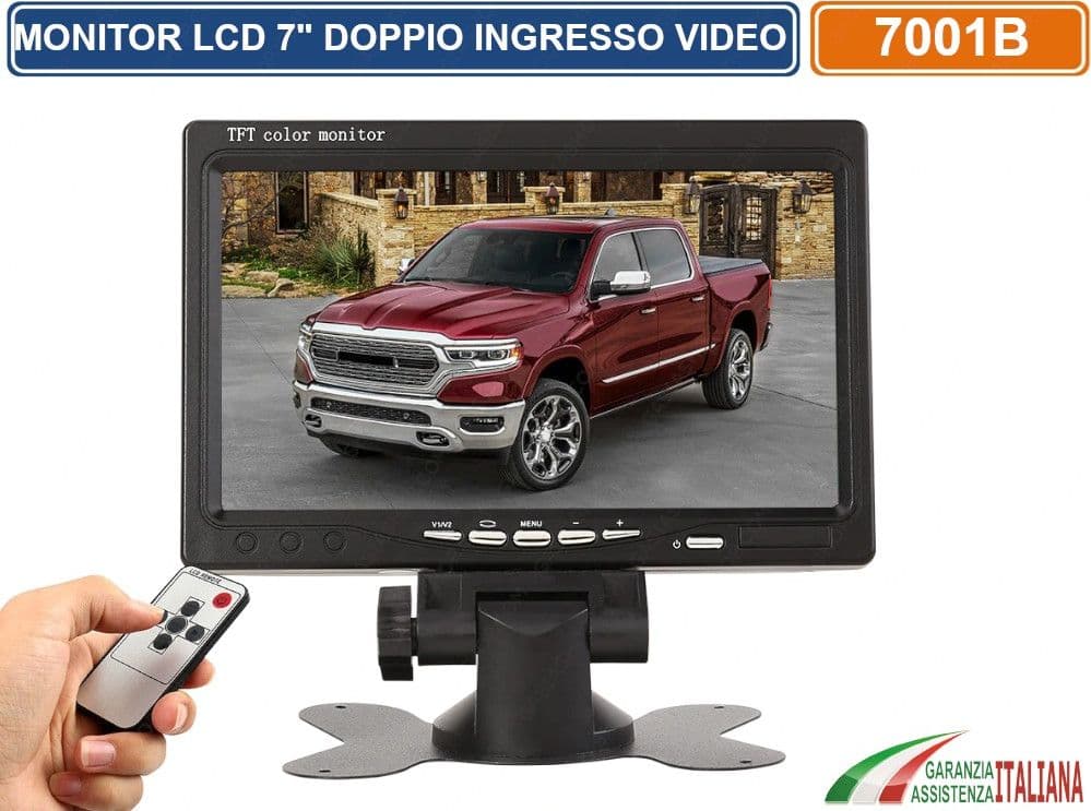 MONITOR LCD TFT  7' POLLICI CON TELECOMANDO E SUPPORTO DOPPIO INGRESSO VIDEO - 2