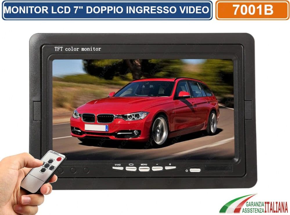 MONITOR LCD TFT  7' POLLICI CON TELECOMANDO E SUPPORTO DOPPIO INGRESSO VIDEO - 3