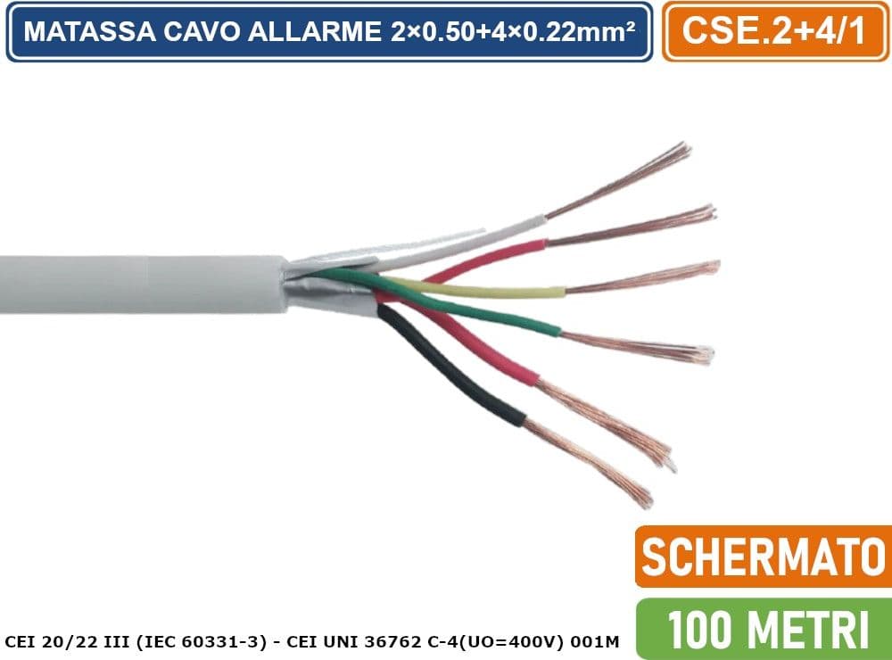 KIONIX MATASSA 100 METRI CAVO ALLARME SCHERMATO 2×0.50+4×0.22mm² STR-S - 2