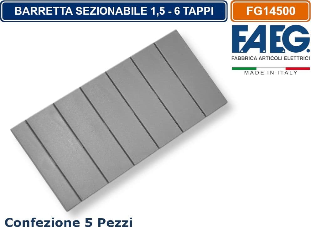 CONFEZIONE 5 PEZZI TAPPO DI CHIUSURA BARRETTA SEZIONABILE PER CENTRALINO QUADRO ELETTRICO FAEG - FG14500 - 2