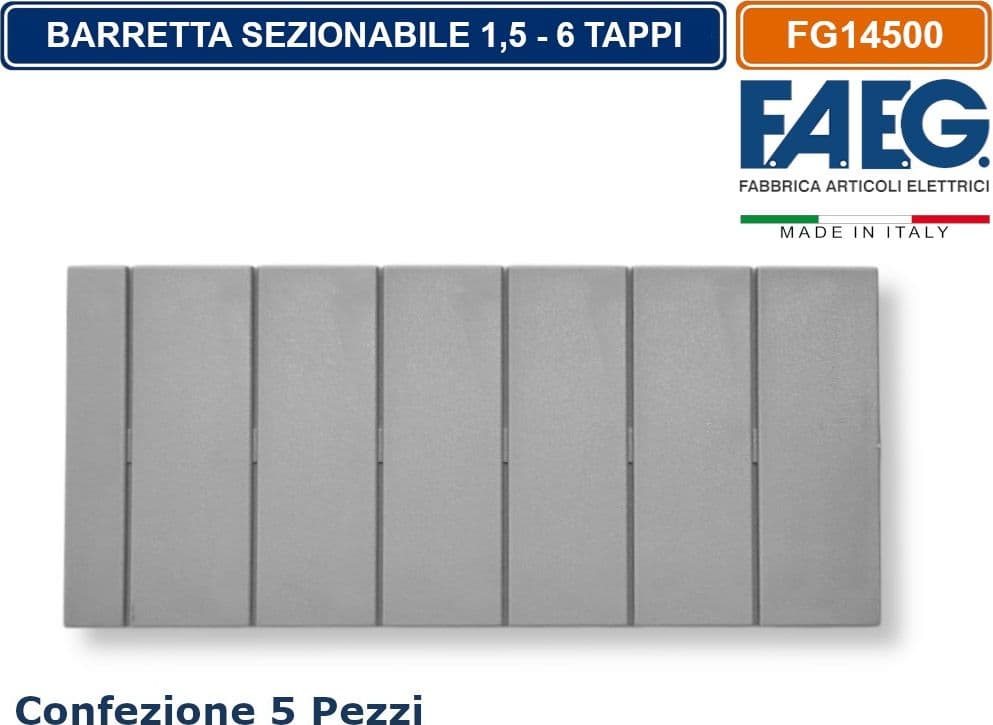 CONFEZIONE 5 PEZZI TAPPO DI CHIUSURA BARRETTA SEZIONABILE PER CENTRALINO QUADRO ELETTRICO FAEG - FG14500 - 3
