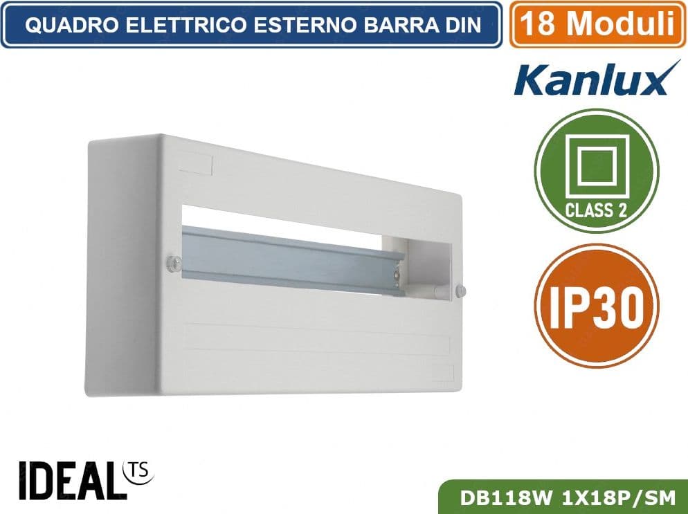 CENTRALINO QUADRO ELETTRICO SU GUIDA DIN 18 MODULI MONTAGGIO A MURO CLASSE 2 IP30
