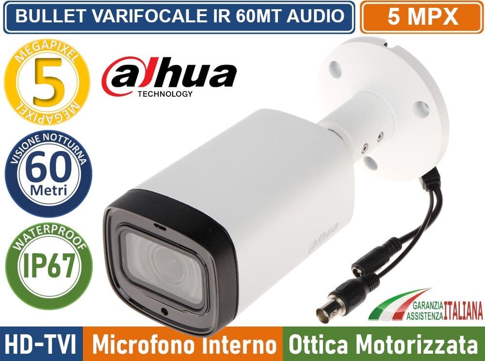 DAHUA HAC-HFW1500RP-Z-IRE6-A TELECAMERA BULLET HDCVI PAL UHD 2K 5MPX MOTOZOOM 2.7~12MM OSD AUDIO IR60 METRI - 2