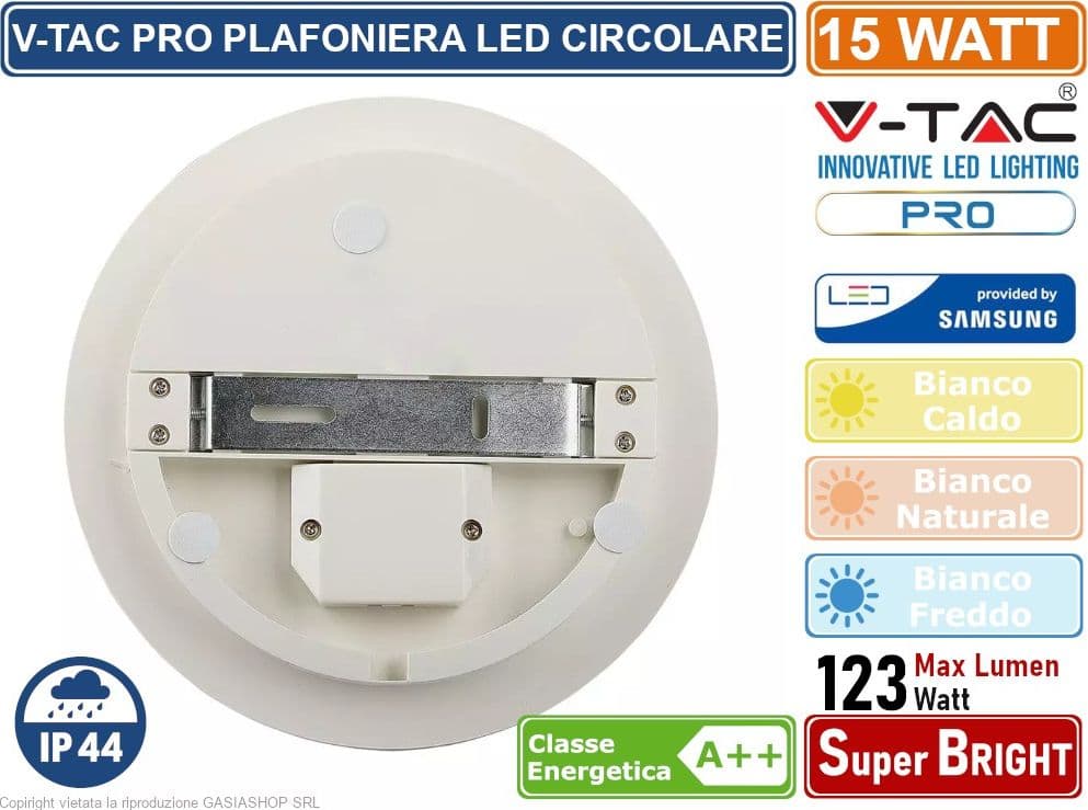 V-TAC PRO VT-8033 RD PLAFONIERA LED CIRCOLARE CON CHIP SAMSUNG 15W 1500 LUMEN IP44 - SKU SKU 2113889 / 55669 / 2113899 - 3