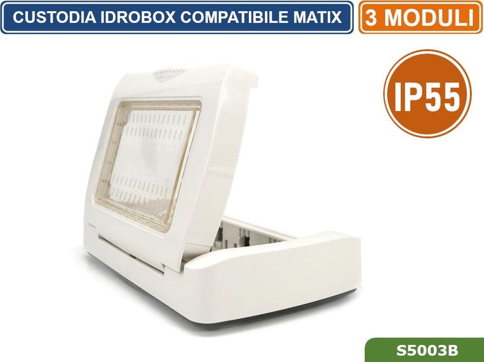 PLACCA COPERTURA STAGNA 3M  IDROBOX 3 MODULI BIANCA IP55 COMPATIBILE SERIE BTICINO MATIX - 2
