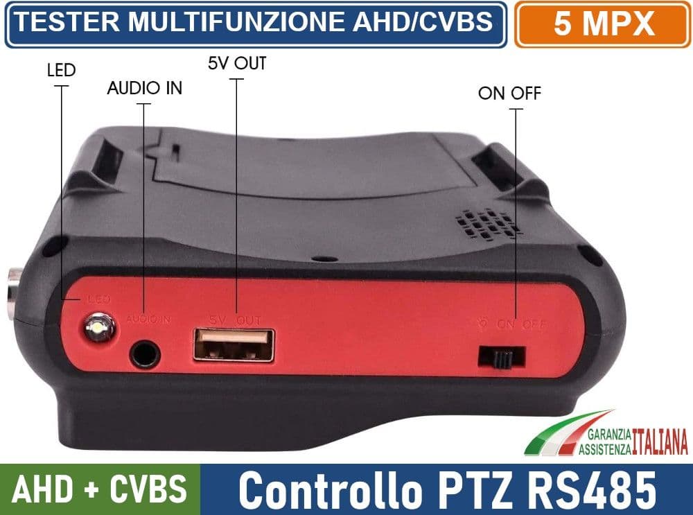 TESTER TELECAMERE CCTV DA POLSO AHD  CVBS 5 MEGAPIXEL CONTROLLO PTZ RS485 OSD UTC VIDEOSORVEGLIANZA MONITOR 4.3" - 2