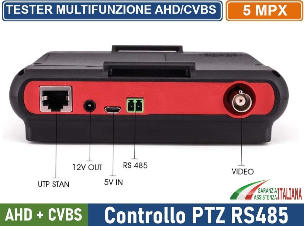 TESTER TELECAMERE CCTV DA POLSO AHD  CVBS 5 MEGAPIXEL CONTROLLO PTZ RS485 OSD UTC VIDEOSORVEGLIANZA MONITOR 4.3" - 3