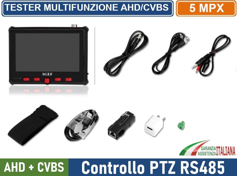 TESTER TELECAMERE CCTV DA POLSO AHD  CVBS 5 MEGAPIXEL CONTROLLO PTZ RS485 OSD UTC VIDEOSORVEGLIANZA MONITOR 4.3" - 4